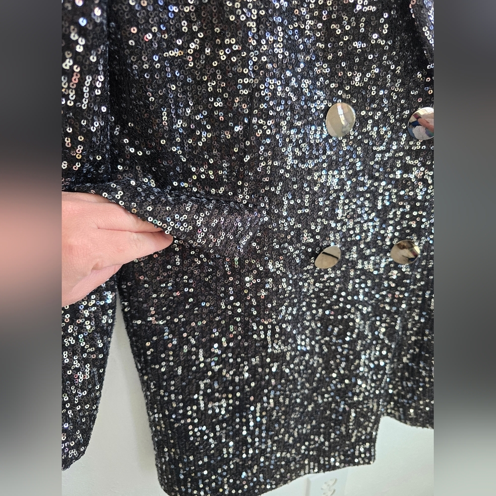 Saints & Hearts Black Ready For Business Sequin Blazer Dress Size Large - Picture 8 of 13